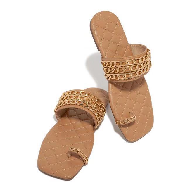 Summer New Vintage Square-Toe Pearl Flat Slippers foto 4
