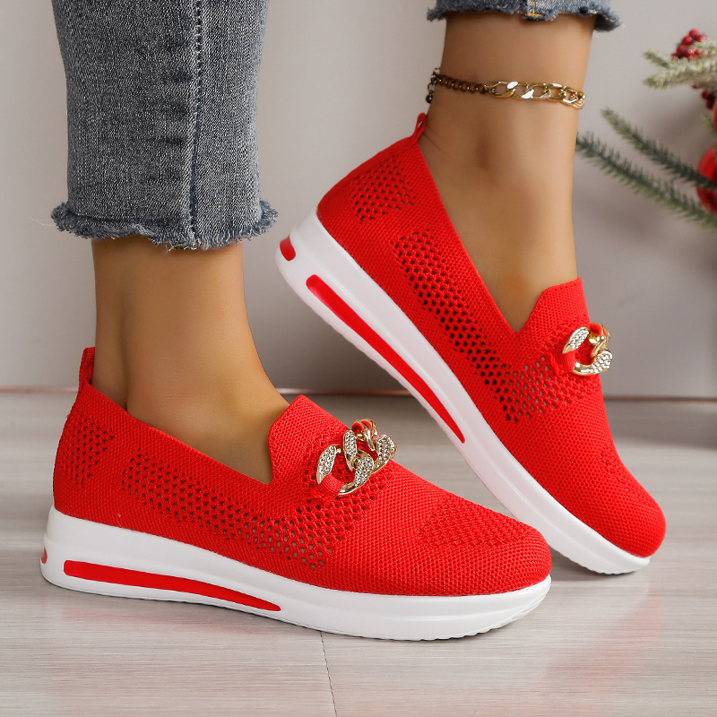Breathable Hollowed-Out Upper Metal Chain Wedge Casual Shoes 43 foto 2