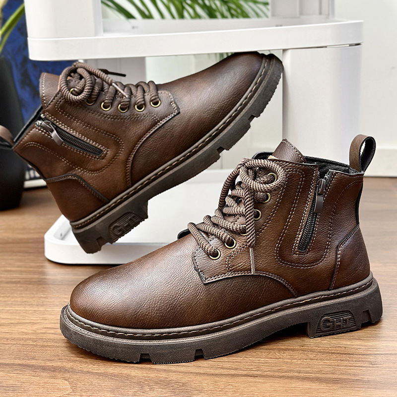 Men's Boots High-top New British Retro Workwear Trendy Casual foto 5