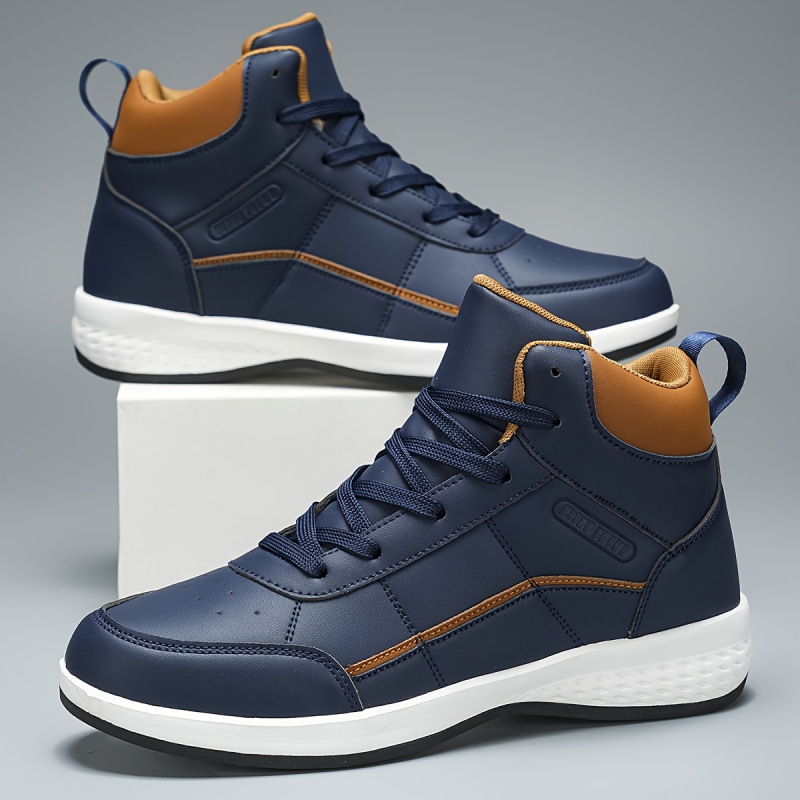 Men's Solid Color High Top Anti Slip Lace Up Boots foto 3