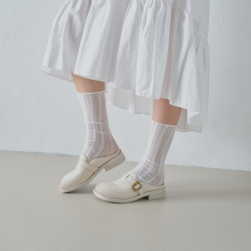Women's Washed Full Grain Leather Buckle Mules, Retro Low Block Heel Backless Shoes foto 5