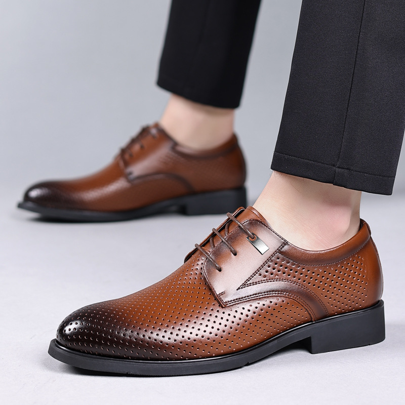 Men's Height Increasing Insole Formal Business Hollow Leather Shoes foto 3