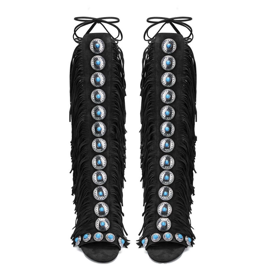 European And American Flowing Comb Beauty High Heel Sandal Boots Strap Plus Size foto 5
