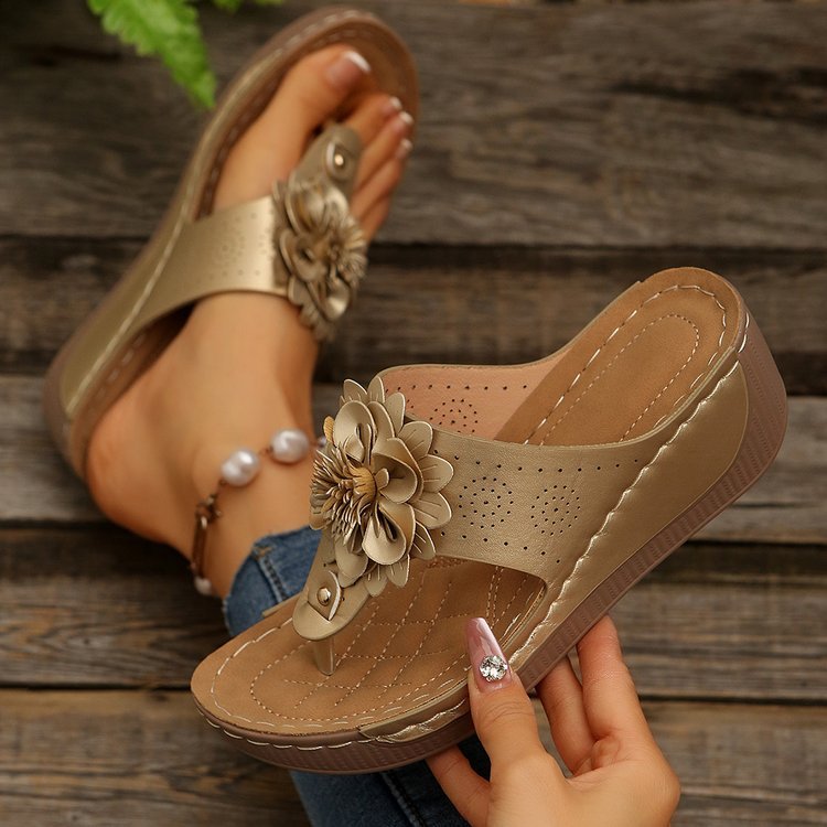 Plus-size Floral Flip-flops Black foto 2