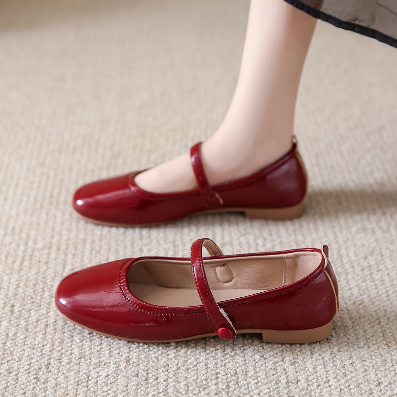 Casual One-strap Low-heeled Round-toe Mary Jane Leather Shoes foto 3