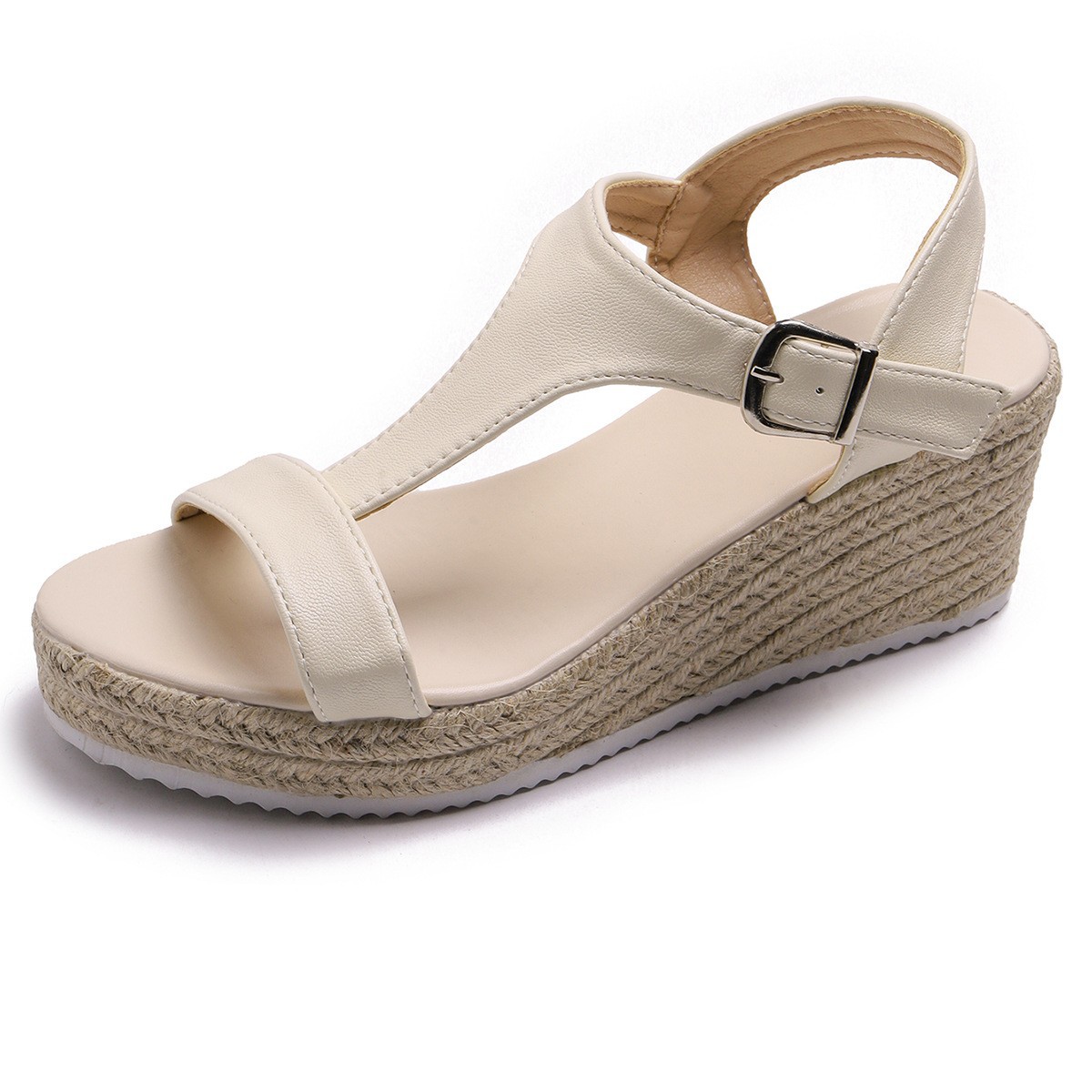 Woven Jute Rope Womens Height-increasing Shoes