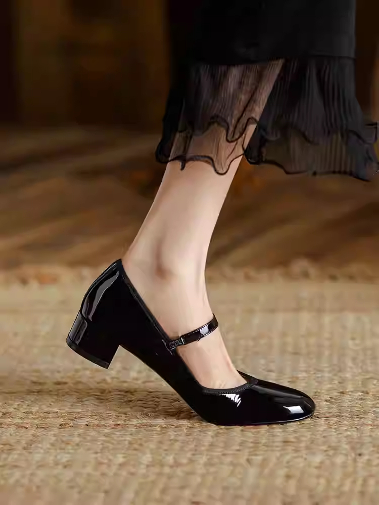 Soft Bottom Elegant French Shoes Chunky Heel Pumps Women foto 4