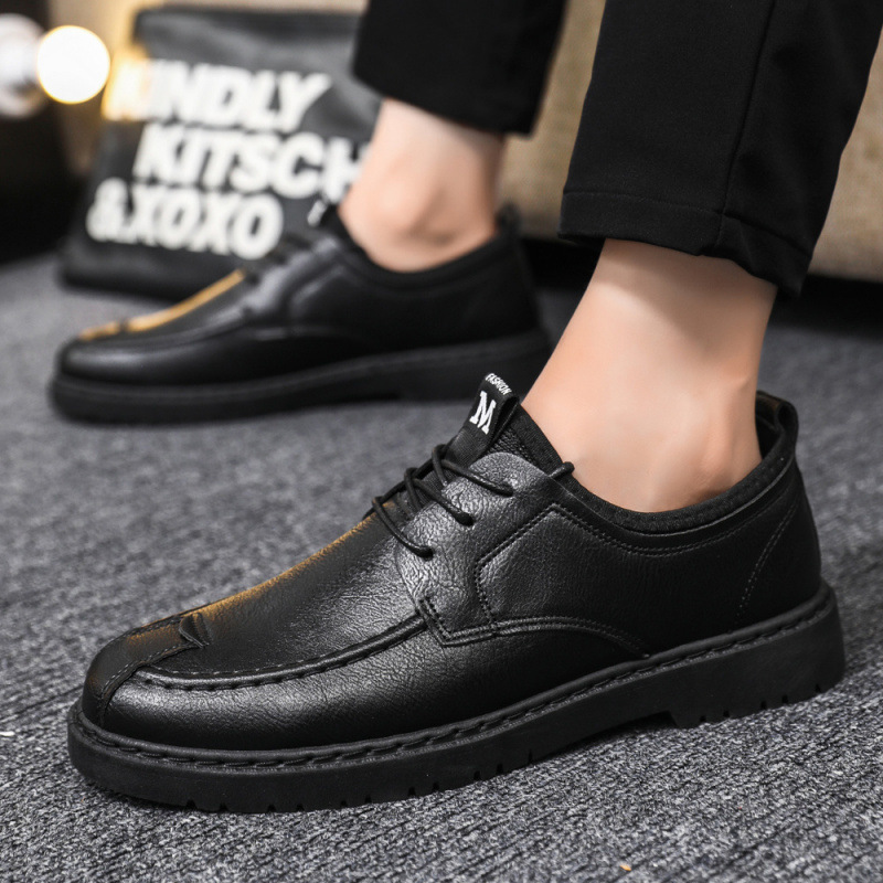 Men's Casual Lace-up Commuter Trendy Leather Shoes foto 5