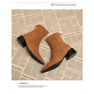Pointed-toe Chunky-heel Fashion Boots With A Back Zipper foto 2