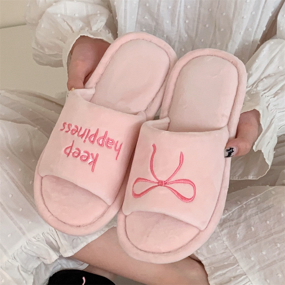 New Creative English Letters Ins Style Word Soft Flat Bottom Ladies Cotton Slippers foto 5