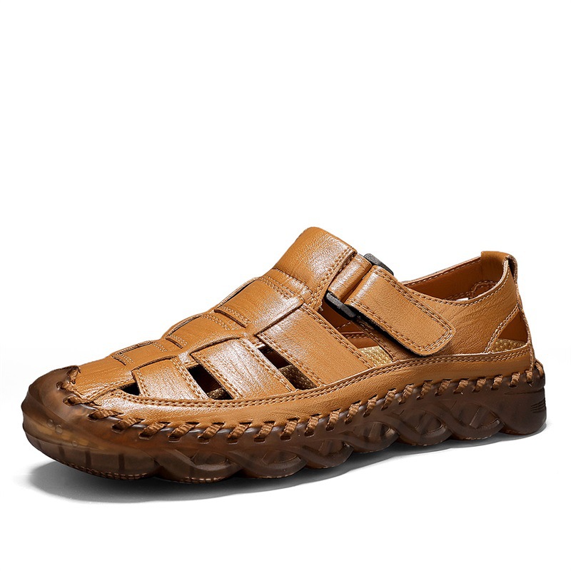 Mens Beach Sandals Outdoor Casual Leather Closed-Toe Wear-Resistant Breathable Shoes For Men foto 5