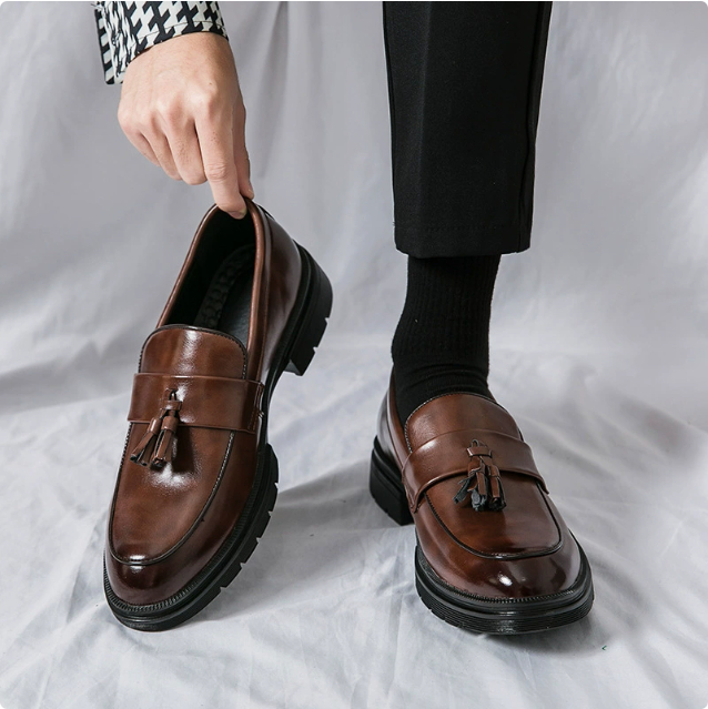 Spring And Autumn Men's Brogue Business Formal Wear Loafers Leather Shoes foto 4