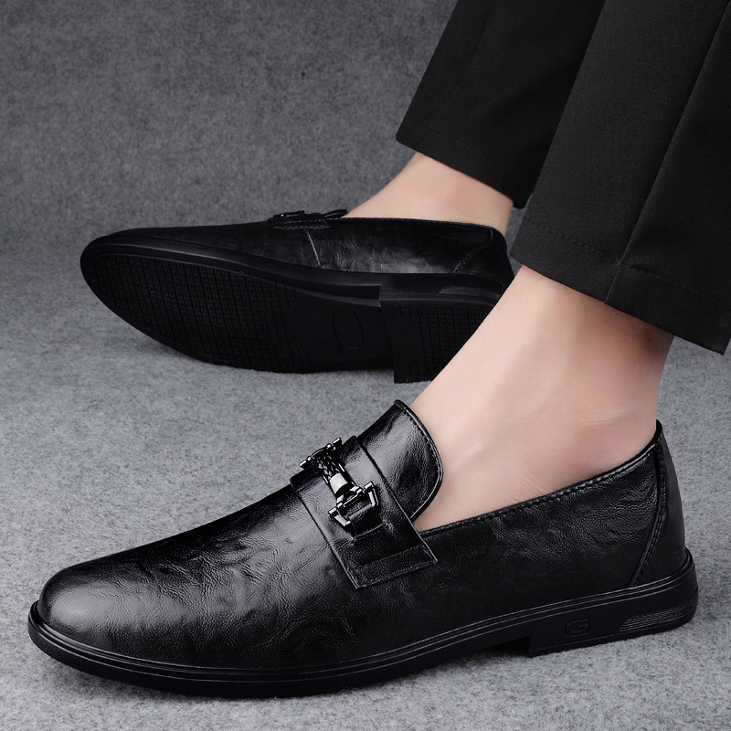 Gentleman Formal Wear Low-top Slip-on Cowhide Shoes foto 2