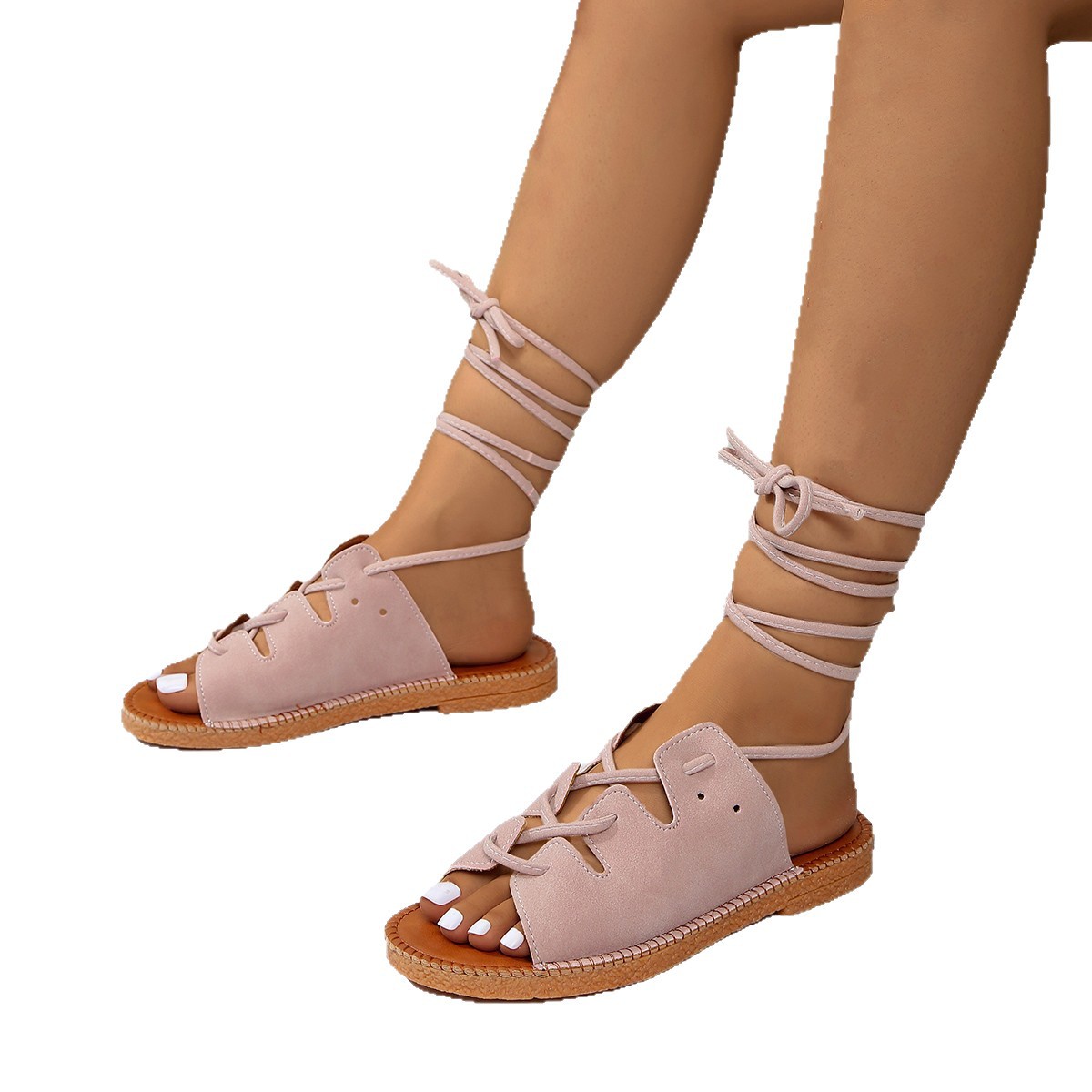 Summer New Plus Size Light Bottom Hemp Rope Lace-up Sandals For Women foto 2