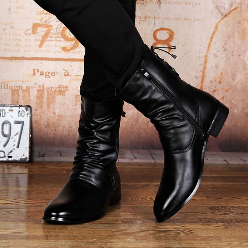 British Fashion Leather Pointed Men's Boots foto 4