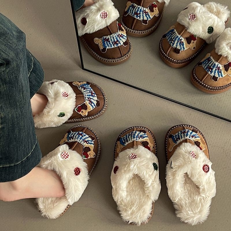 Cute Cartoon Sausage Dog Fluffy Shoes Female foto 2