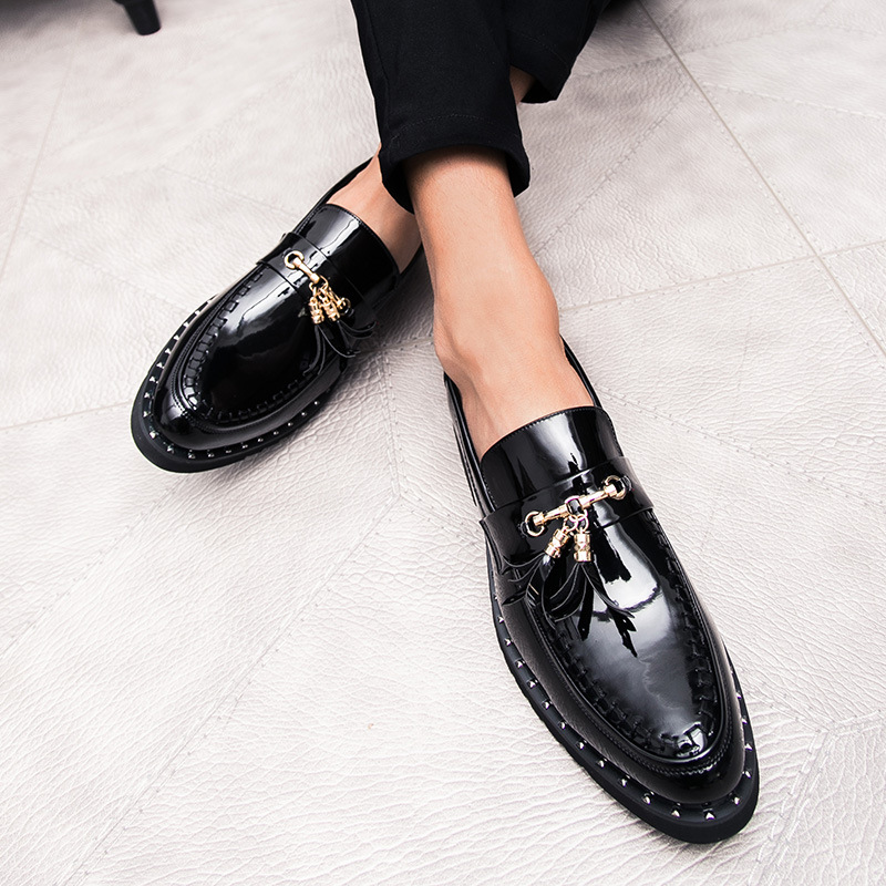 Men's Casual Pointed Creative Solid Color Leather Shoes foto 2