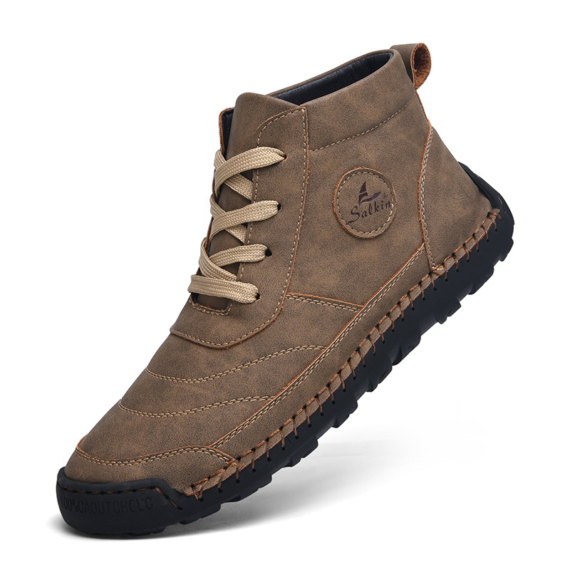 Plus Size Men's Leather Shoes High-top Hand Stitching foto 4