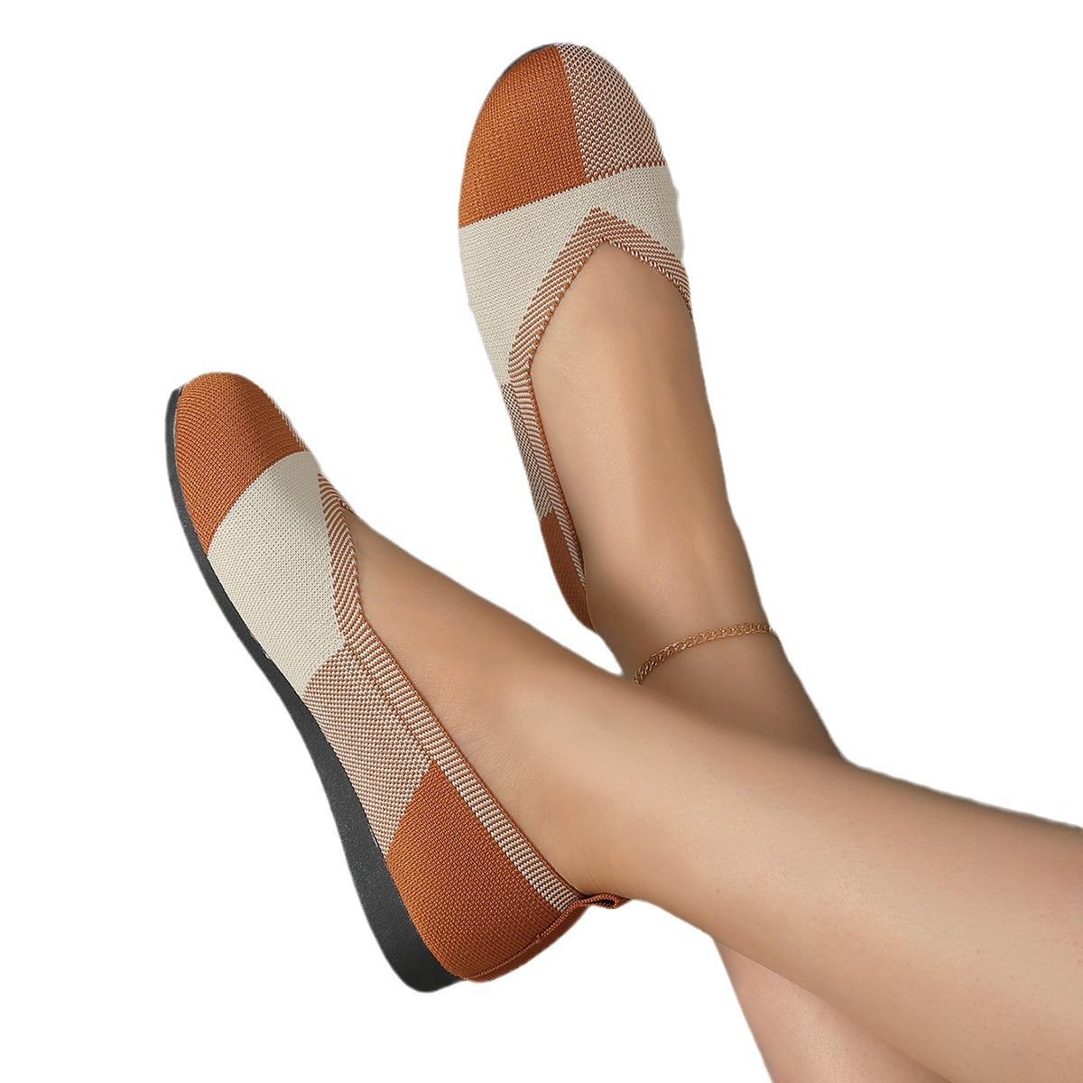 Plus Size Flyknit Color Matching Round Head Leisure Shoes foto 4