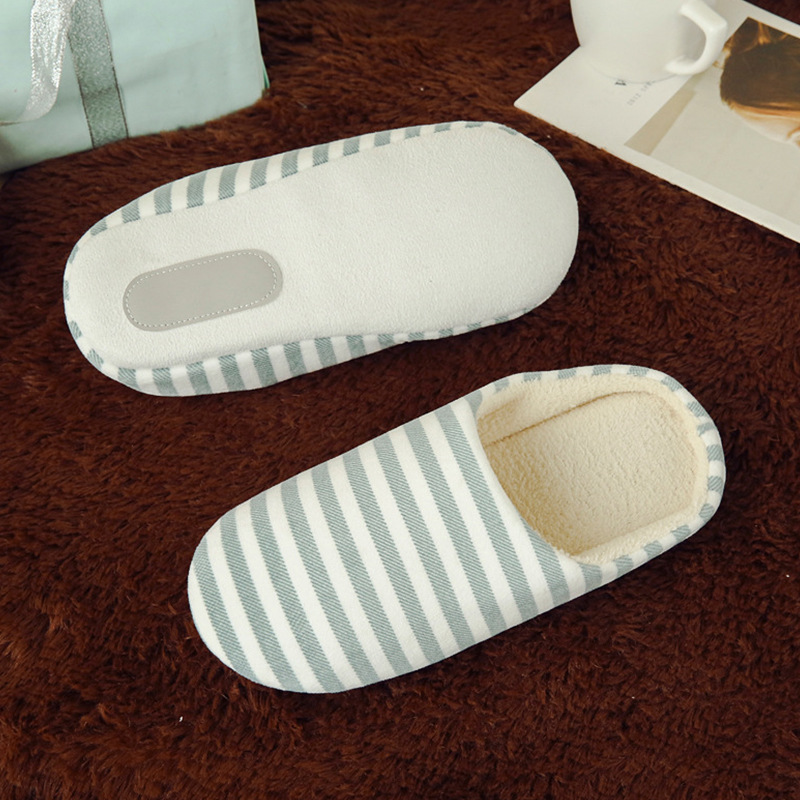 Softsoled Ultrasoft Velvet Cotton Slippers Striped Indoor Floor And Home Cotton Slippers foto 5