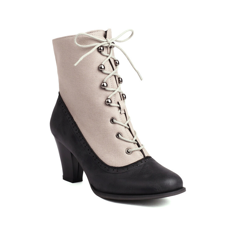 Retro British Style Cone-shaped Heel Martin Boots foto 5
