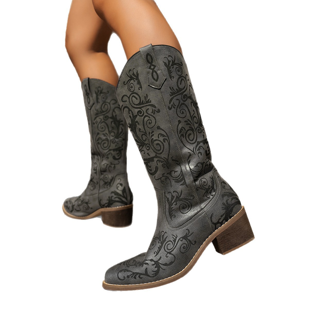 Autumn Pointed Toe Embroidered Knight Boots foto 3