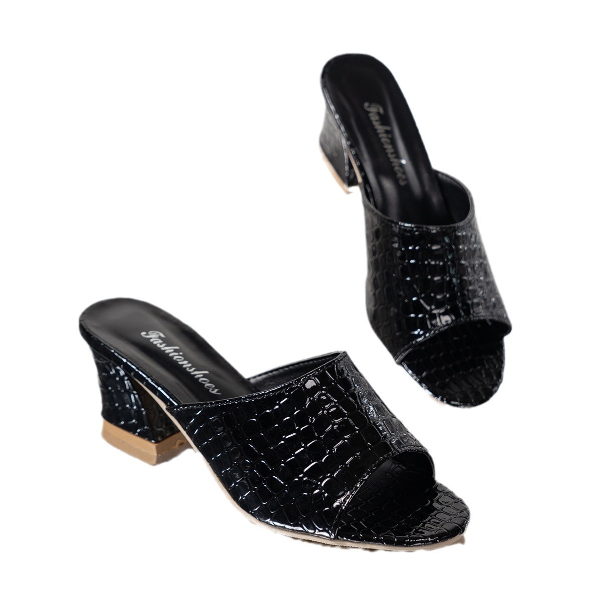 Womens Stylish Open-toe Snake-print High-heel Slide Sandals For Outdoor Wear foto 4