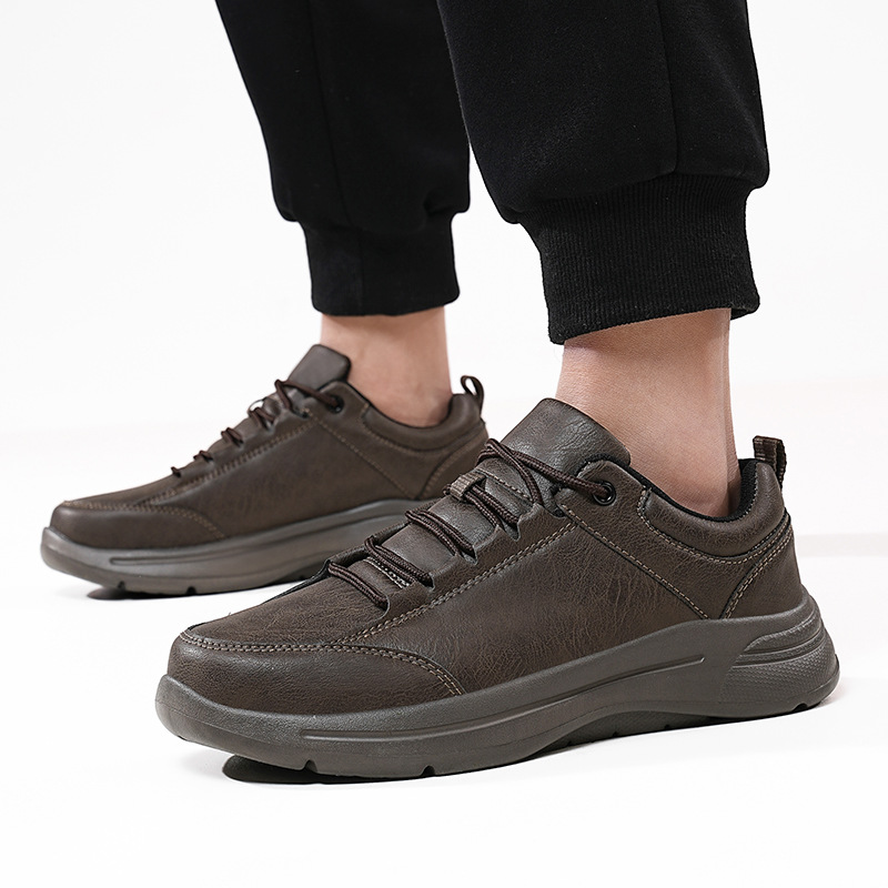 Mens Low-Top Round-Toe British-Style Fashion Leather Sneakers For Sports And Casual Wear foto 4