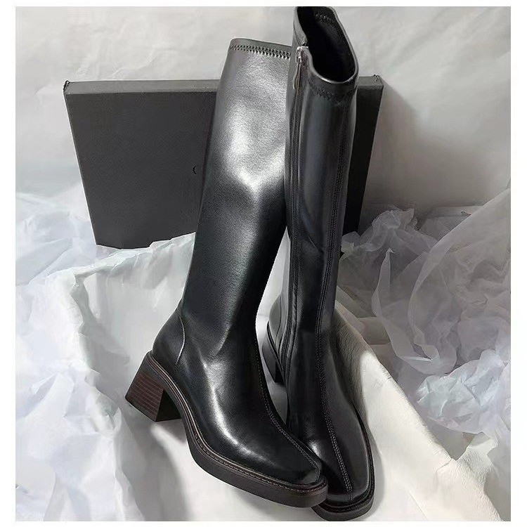 Chunky-Heeled Fashionable Square-Toe Over-the-Knee Boots foto 5