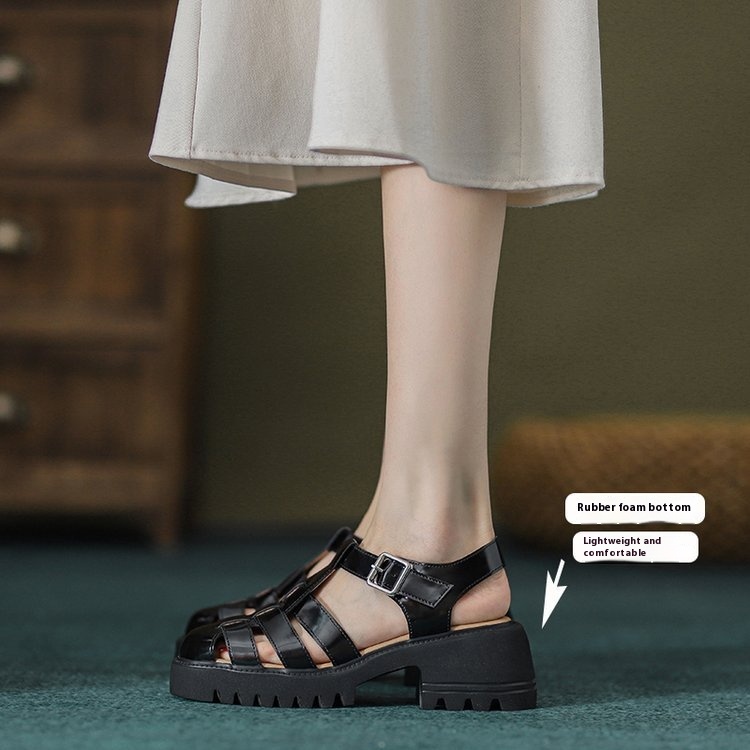 Retro Closed Toe Platform Hollow Sandals Women's Hole Shoes Women foto 4
