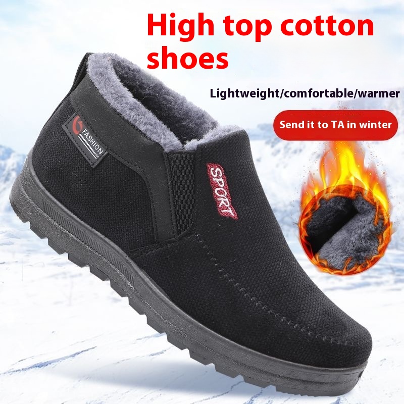 Men's Shoes Thermal Non-slip Cotton-padded Shoes Casual Slip-on Old Beijing Cloth Shoes foto 3