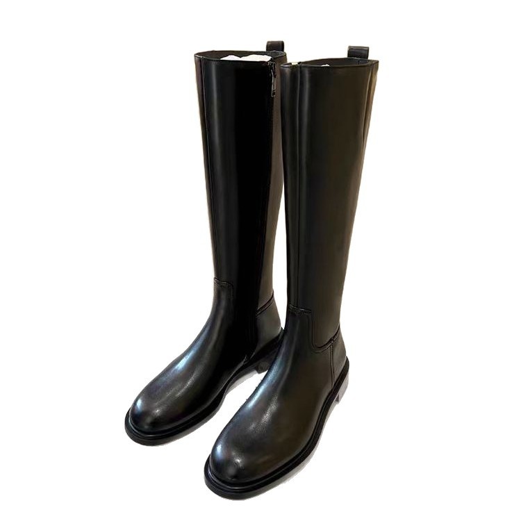 Round Toe Side Zipper Fleece-lined Long Biker Boots Women's Autumn And Winter foto 4