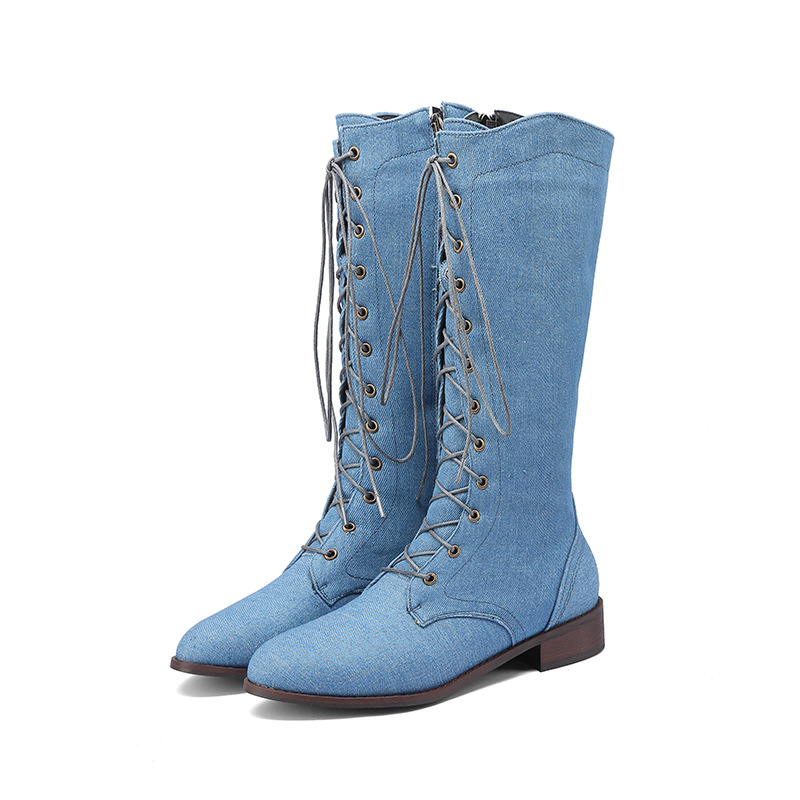 Denim Mid-calf Rider Boots For Women foto 4