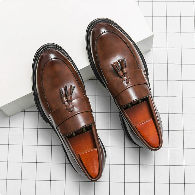 Spring And Autumn Men's Brogue Business Formal Wear Loafers Leather Shoes foto 5