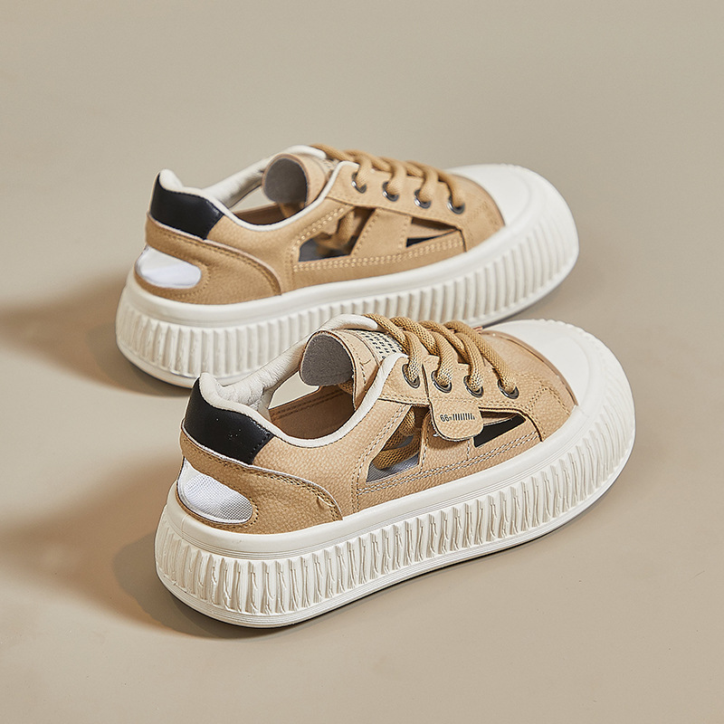 New Breathable Womens Hollow-out Casual Sneakers Chunky-soled Versatile White Shoes foto 2