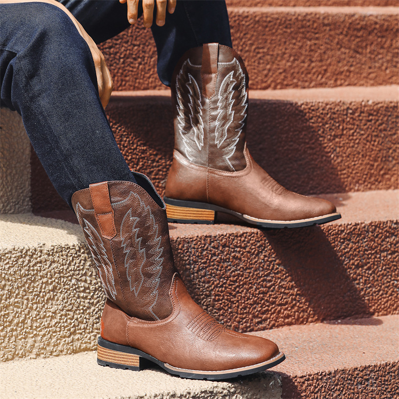 Western Denim Boots Fashion Embroidered foto 3