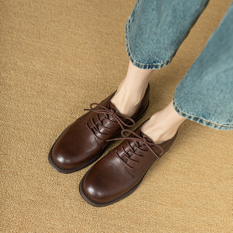New British Style Round Toe Leather Shoes Women foto 2