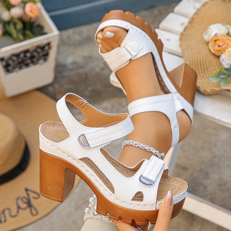 Women's Thick SoleSandals Summer Hook And Loop High Heel Shoes foto 3