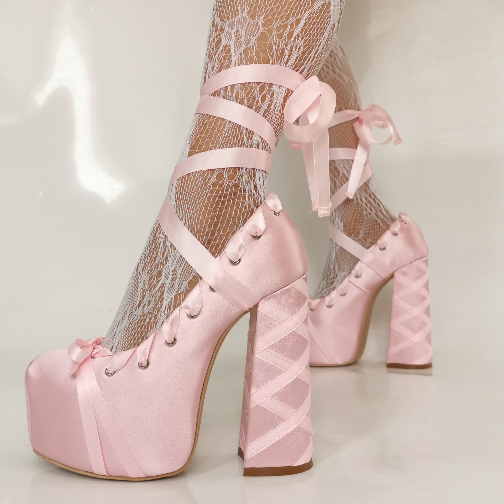 High Heel Lace-up Water Platform Women's Chunky Heels foto 3