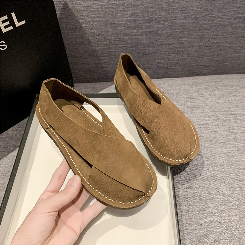 Womens Round-toe Slip-on Roman Fisherman Sandals foto 5