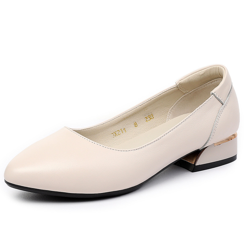 Autumn Cowhide Flat Pointed Low-cut Shoes foto 4