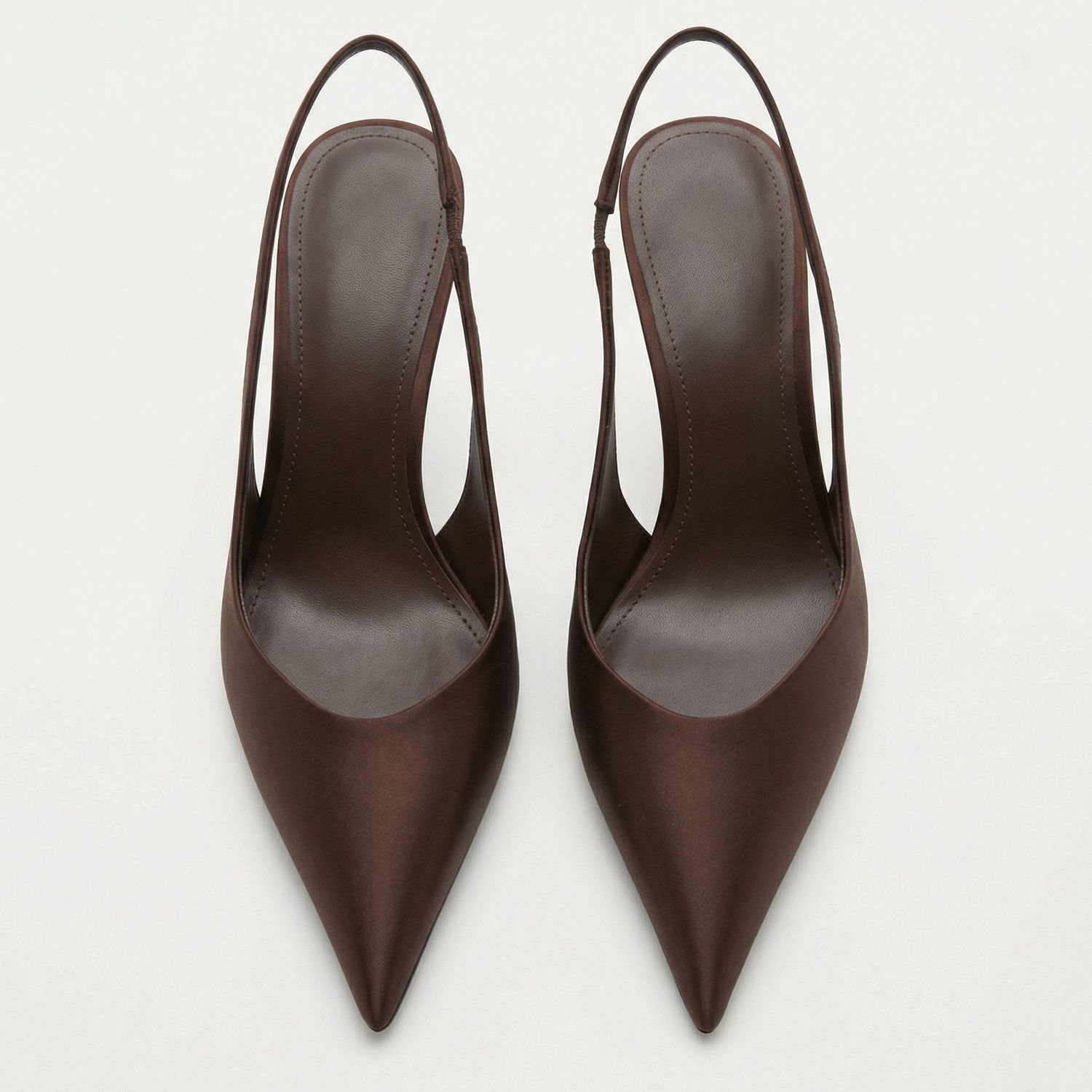 Brown Satin Stiletto Sandals That Elongate The Legs Silk Satin High Heels