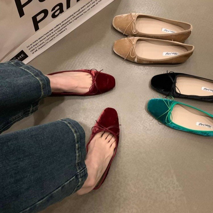 Women's Bow Solid Color French Flat Low-cut Shoes foto 3