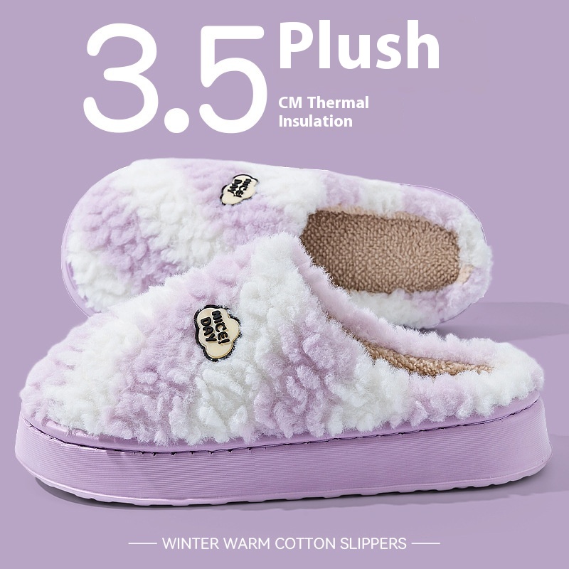 Women's Warm Non-slip Mute Velvet Cotton Slippers foto 2