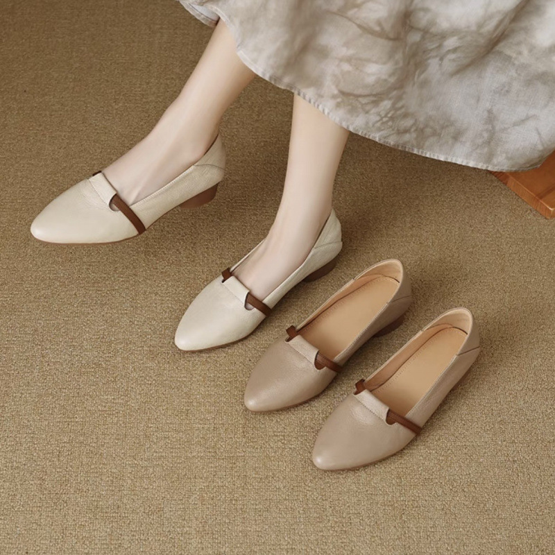 Womens French-style Suede Low-heeled Shoes foto 3