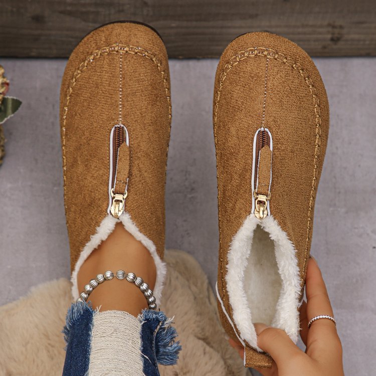 Cotton Boots Women's Casual Solid Color Suede Retro Large Size Snow Boots foto 5