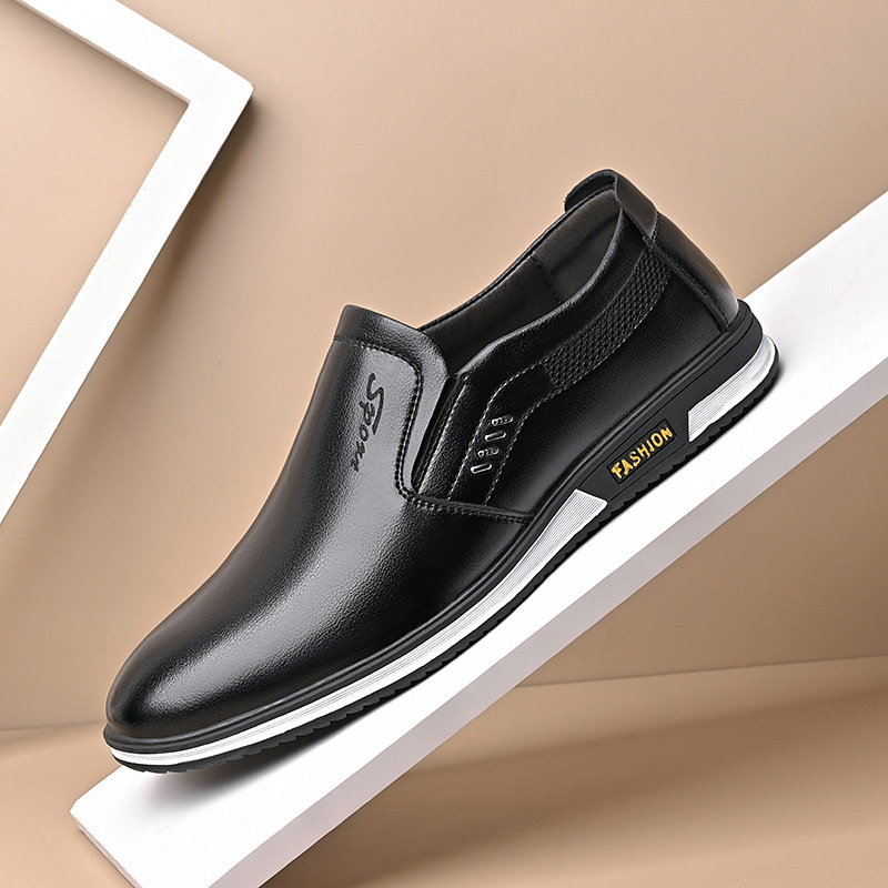 Men's British White Slip-on Leather Shoes foto 2