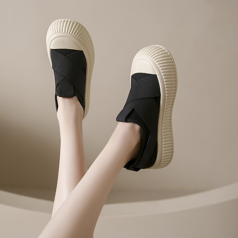 Womens Trendy White Sneakers Chunky Platform Shoes For Students Casual Skate-style Sneakers