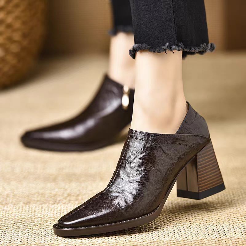Chunky Heel Side Zip Women's High Heels foto 3