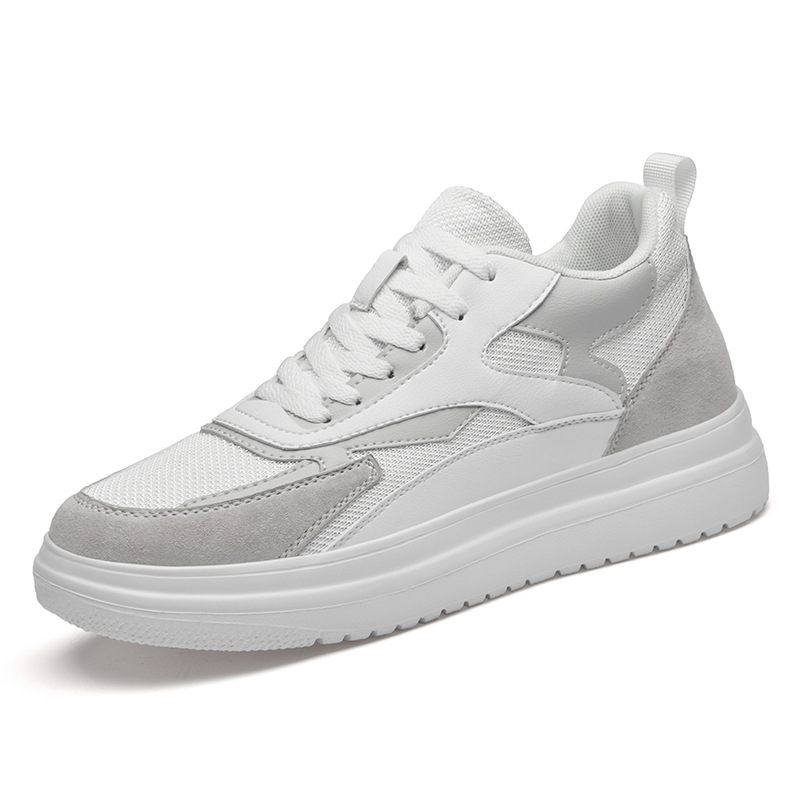 Cowhide Stitching Mesh White Shoes foto 4